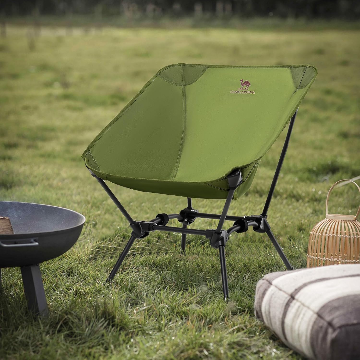 CAMEL CROWN Folding Camping Chair, Lightweight Portable Compact Lawn Chair with Side Pocket for Outdoor Travel Beach Picnic Hiking Backpacking Army Green - Image 8