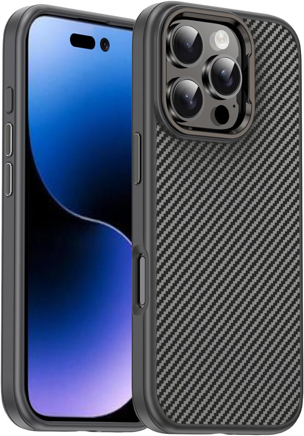 Case for iPhone 16/16 Plus/16 Pro/16 Pro Max, Carbon Fiber Texture Thin Soft Silicone Shockproof Protective Cover