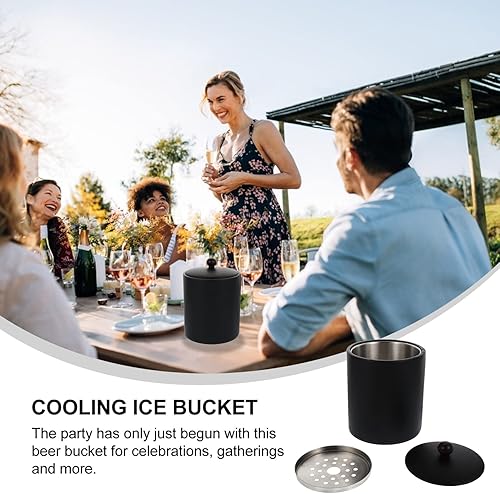 Miniatura 2 de Cubo de hielo grueso de acero inoxidable resistente para vino cerveza para fiestas, reuniones, bares en casa, diseño práctico y práctico