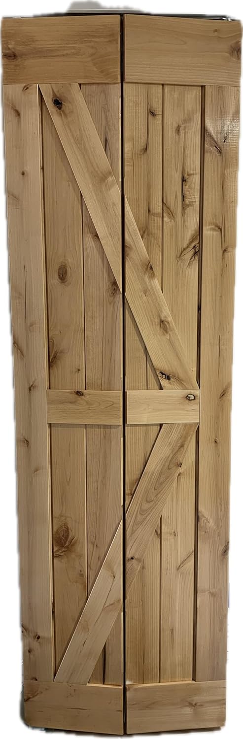 LUBANN 25.5 x 84 High Gloss Finished Rustic Alder Solid Wood Bifold Barn Door Assembled bi-fold barn Door Ready to Install bifolding Door Bifold Door Slab