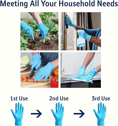 Miniatura 5 de STRONG 'n FLEX Guantes de examen de vinilo súper elásticos de alta calidad, color azul, sin polvo, 5 mil, más gruesos, mayor comodidad, multiusos,