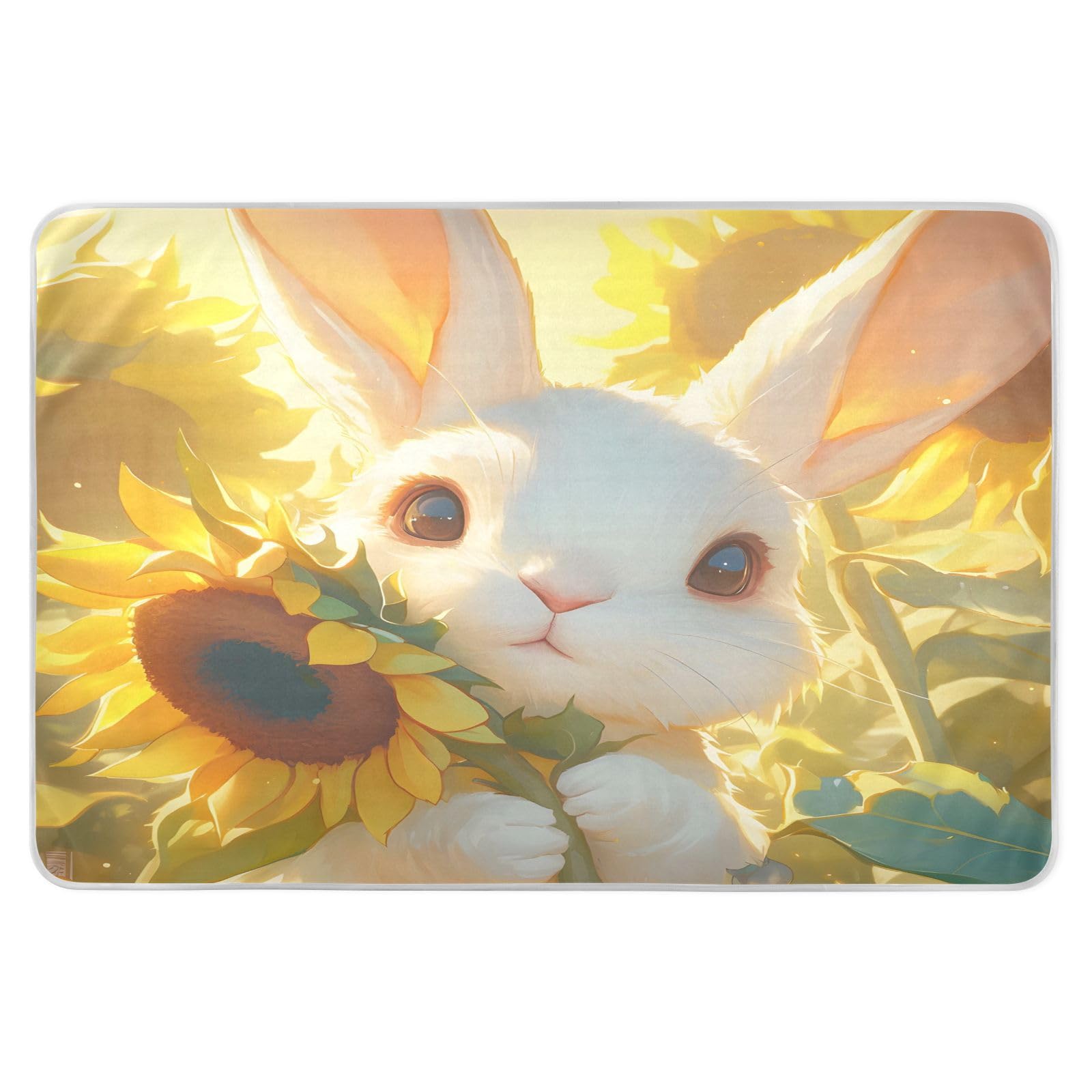 CEBUGI 34” x 52”Washable Underpads Heavy Absorbency Waterproof Incontinence Bed Pads Rabbit Sunflower Pee Pads for Adults Kids and Baby