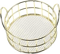 Vista 3 de Caja de almacenamiento redonda de 2 piezas, cesta de almacenamiento de alambre de metal de escritorio con oreja de gato, bandeja de rejilla