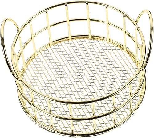 Miniatura 3 de STOBOK Caja de almacenamiento redonda de 2 piezas, cesta de almacenamiento de alambre de metal de escritorio con oreja de gato, bandeja de