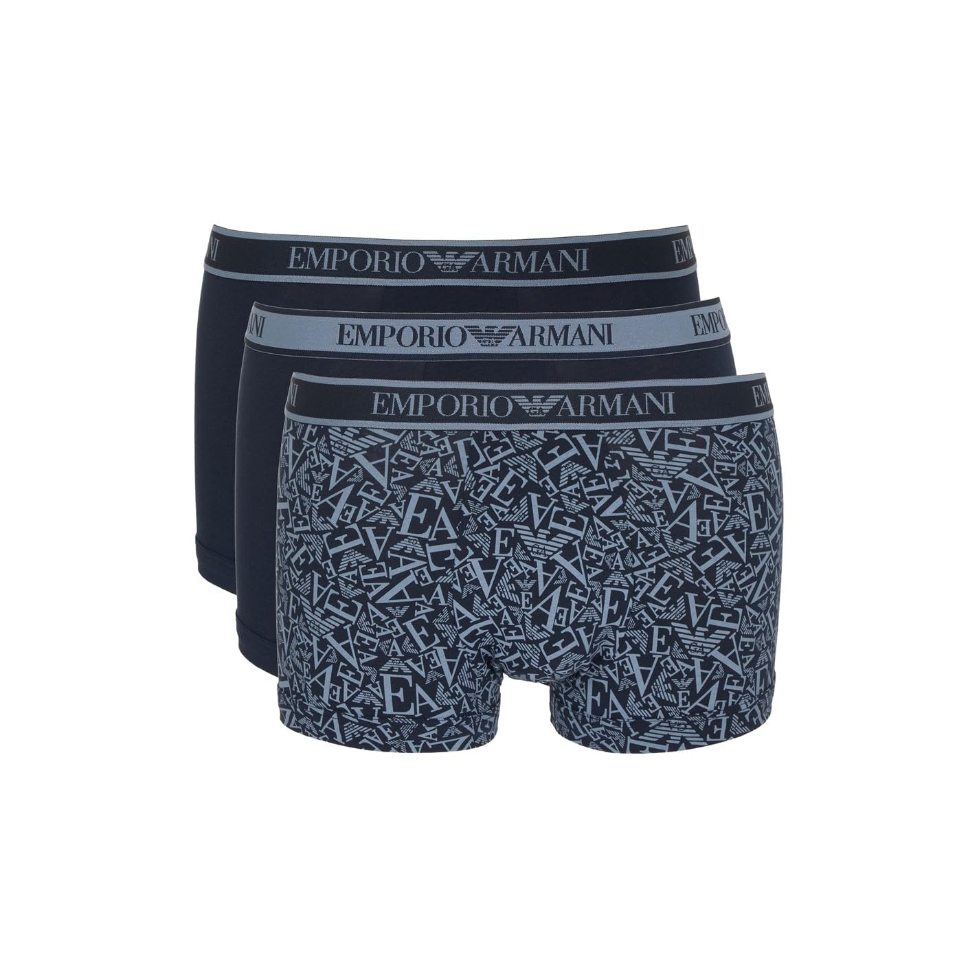 Emporio Armani Men's Blue Core Logoband 3-Pack Trunk, Xl