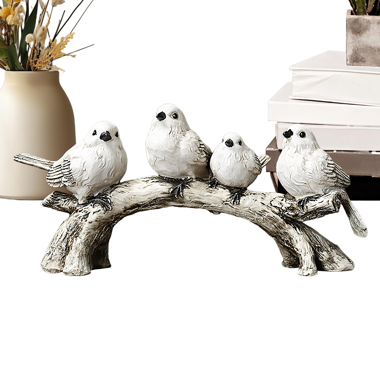 Figurines d'oiseaux pour combler le vide d'une étagère de bibliothèque