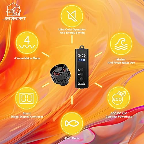 Miniatura 4 de 1050GPH - Máquina de ondas para acuario con controlador Mini DC12V 6W Powerhead con montaje magnético, Nano Wavemaker para tanque de 10 a 50 galones