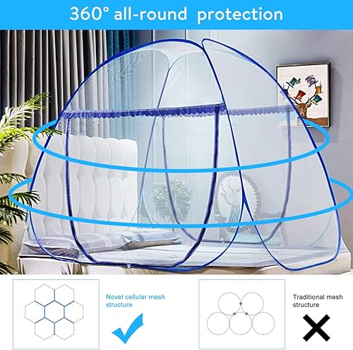 Miniatura 6 de Omont Tienda de campaña de red desplegable con parte inferior, diseño plegable para dormitorio y viajes al aire libre, fácil de instalar y lavar