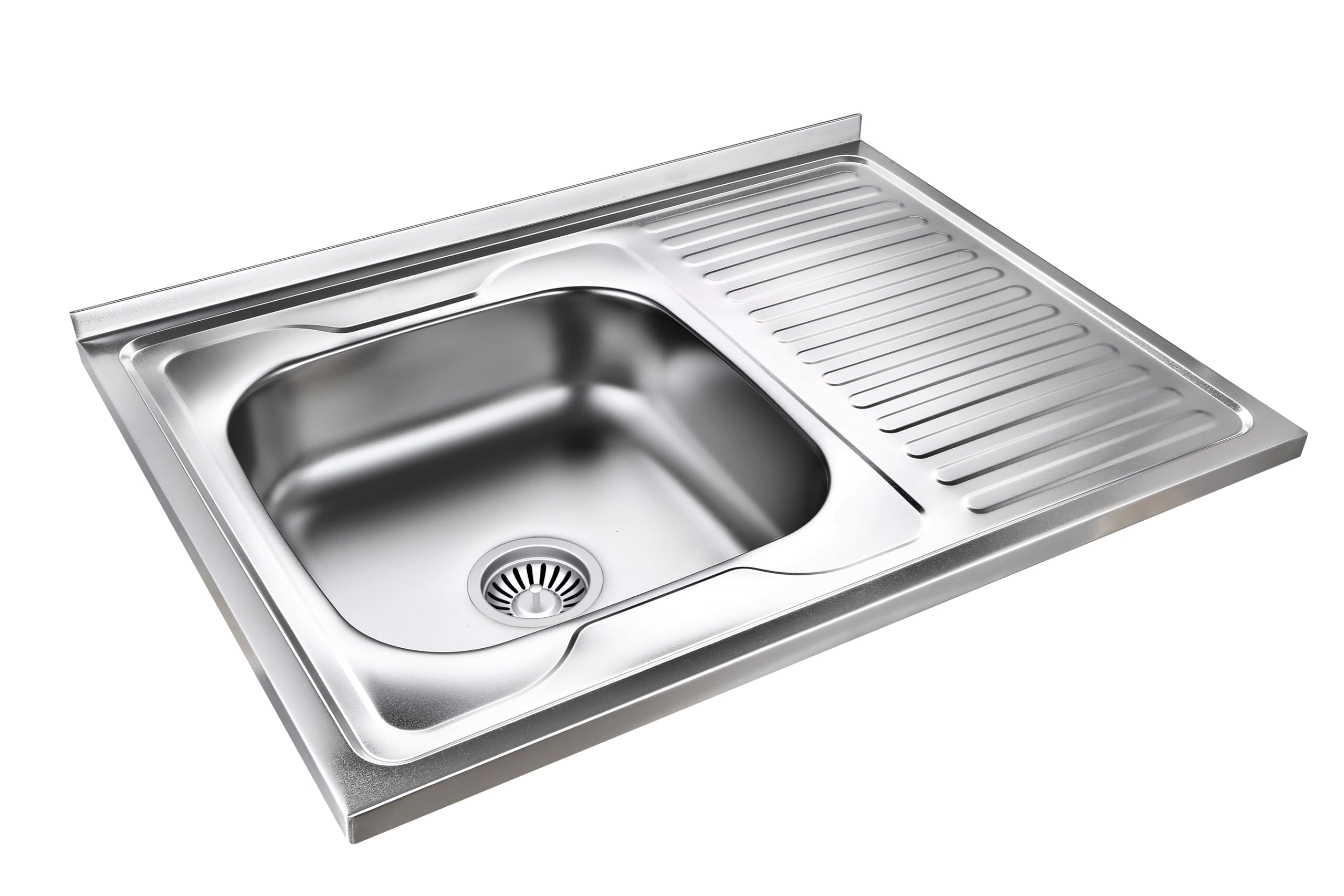 QUADRON Lavello in acciaio inox | dimensione 80 cm colore: sinistro | ROBIN lavello da cucina | scarico incluso | lavello in acciaio inox adatto a mobile da 80 cm | sovrapposizione (SINISTRA)