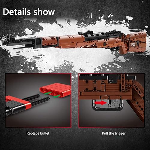 Miniatura 6 de ZOSTER 98K Blasters Kit de construcción militar simple doble simulación de tiro modelo de arma mecánica (1025 piezas) 107 x 10.5 x 8.5 c