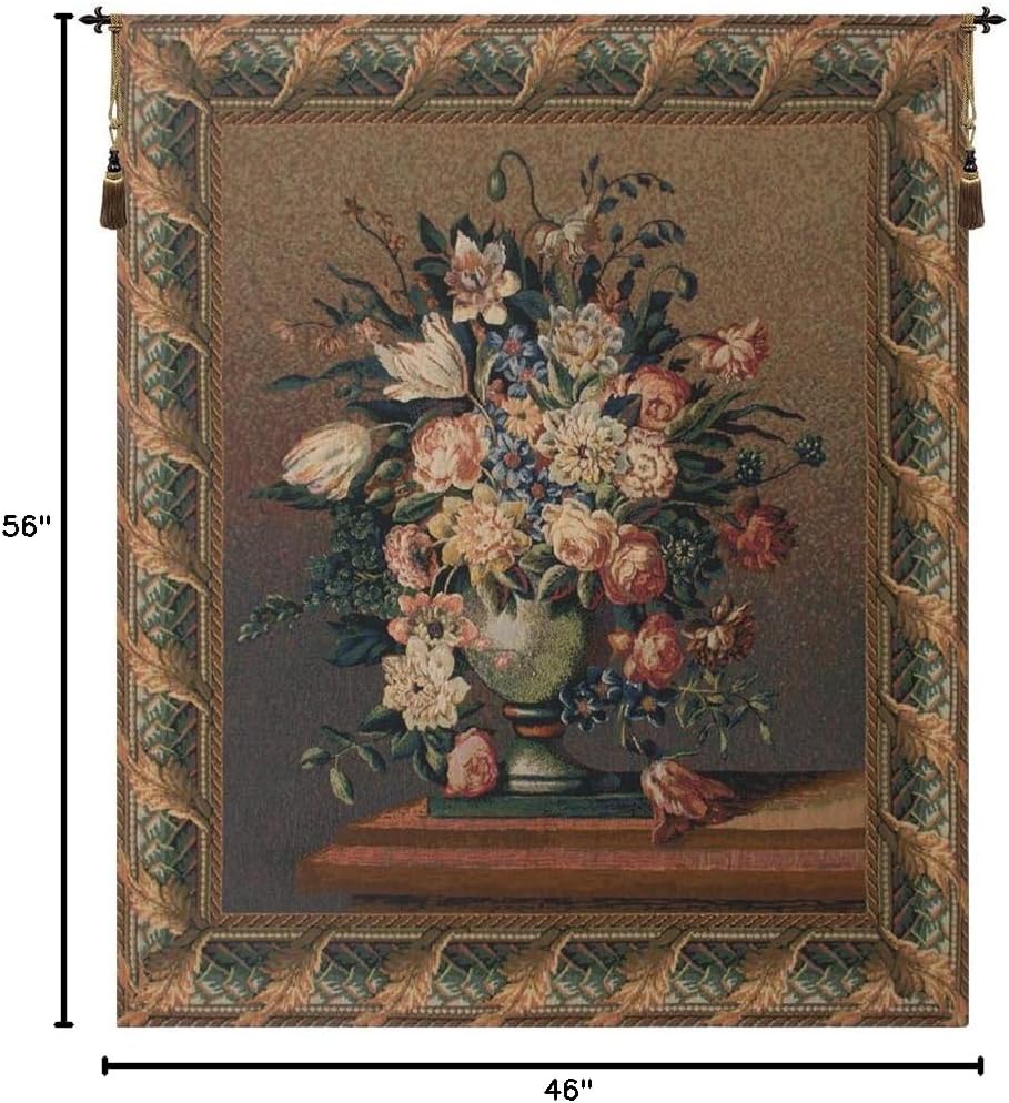 Breughel's Vase Dark Belgian Tapestry Wall Hanging - 46 in. x 56 in. Cotton/Viscose/Polyester by Jan Brueghel de Velours