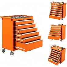 TrailBlaze Heavy-Duty Rolling Tool Chest, 24 Inch 6-Drawer Steel Tool Storage Cabinet Cart - Locking System, Smooth Slides, Drawer Liners, Swivel Casters - Orange