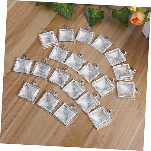 Miniatura 5 de EXCEART 60 juegos de bandejas colgantes colgantes de aleación colgantes colgantes artesanales bisel cuadrado Soporte inferior de vidrio, Cuero