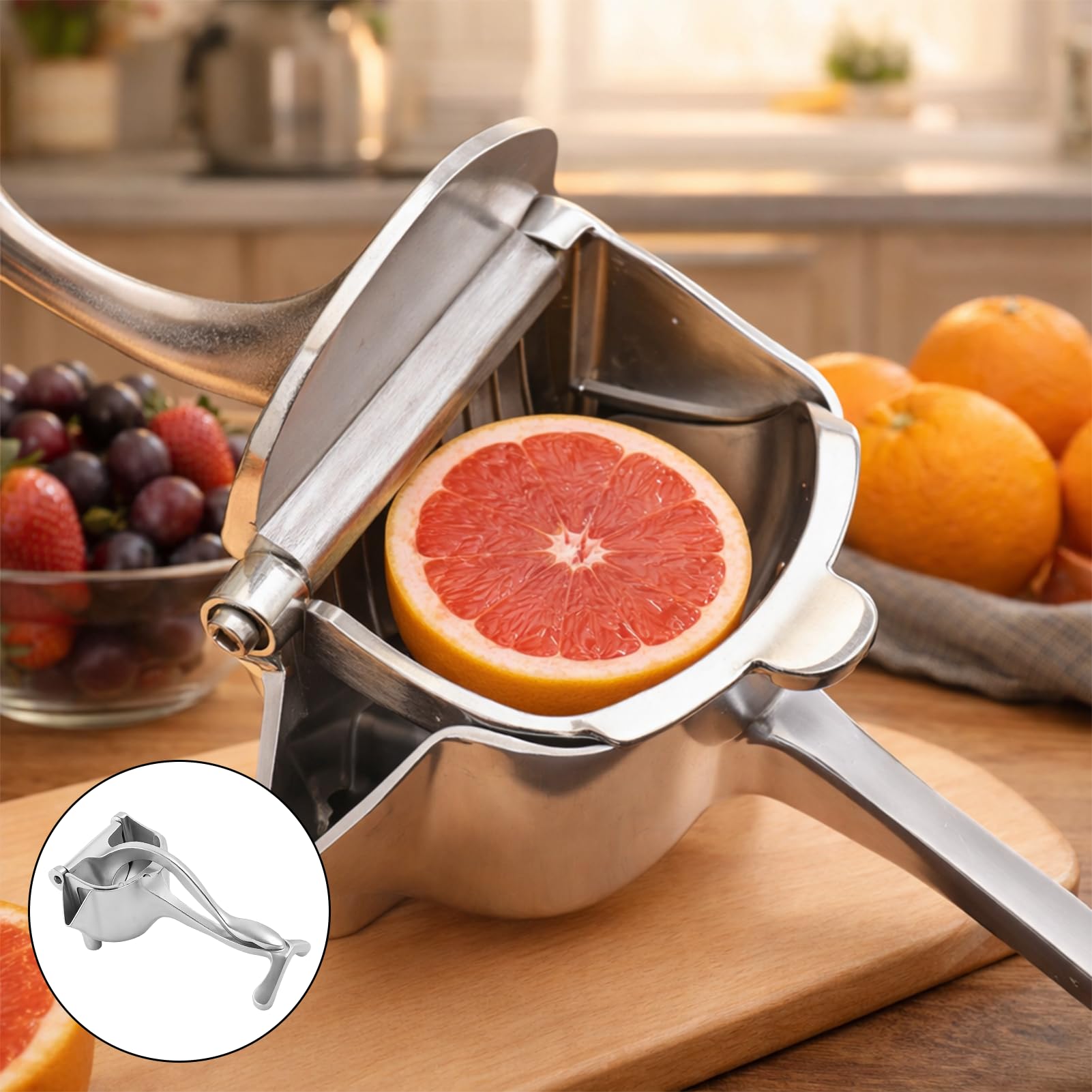Zitronenpresse Edelstahl, Effiziente Saftpresse Manuell Für Limetten & Orangen, Robustes Küchengerät & Praktischer Lemon Squeezer