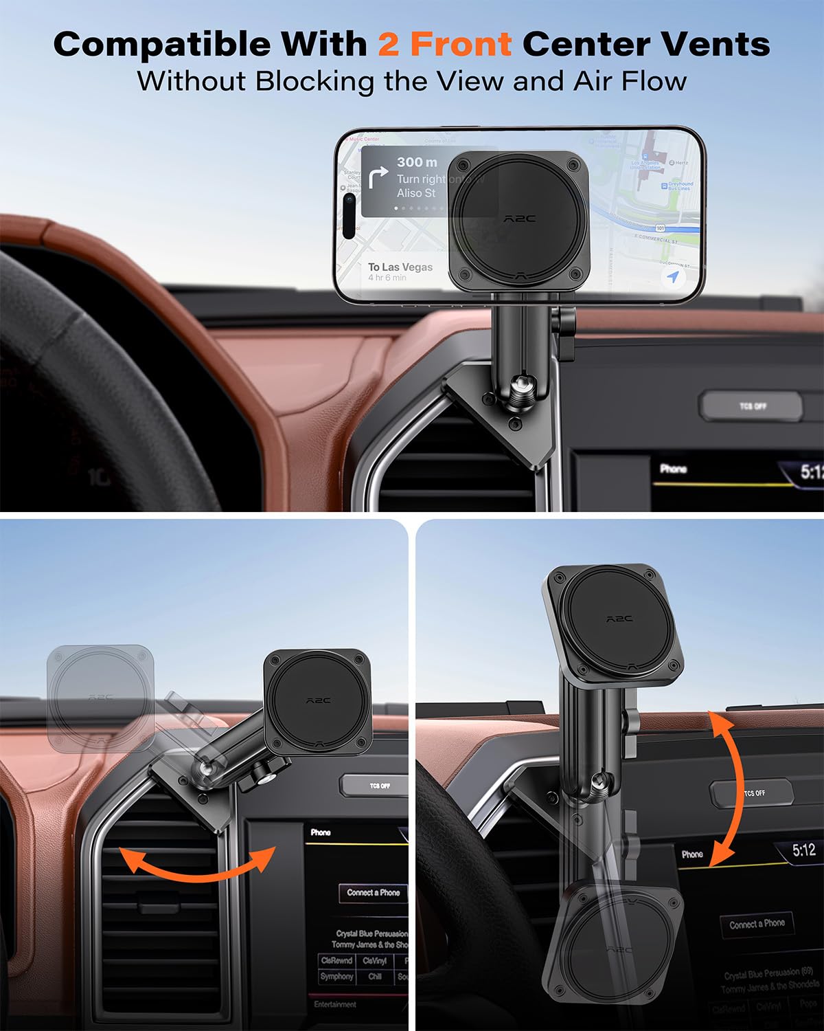 APPS2Car Supporto magnetico per bocchetta dell'aria per Ford F-150 (2015-2020), Super Duty (2017-2022), Expedition (2018-2021), supporto per telefono compatibile con iPhone serie 12-16 e custodia