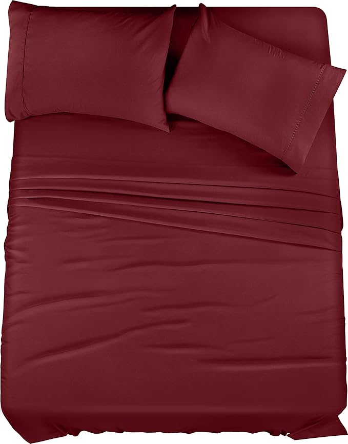 Utopia Bedding Bed Sheet Set - Soft Brushed Microfiber Fabric - Shrinkage & Fade Resistant - Easy Care (Full, Burgundy)