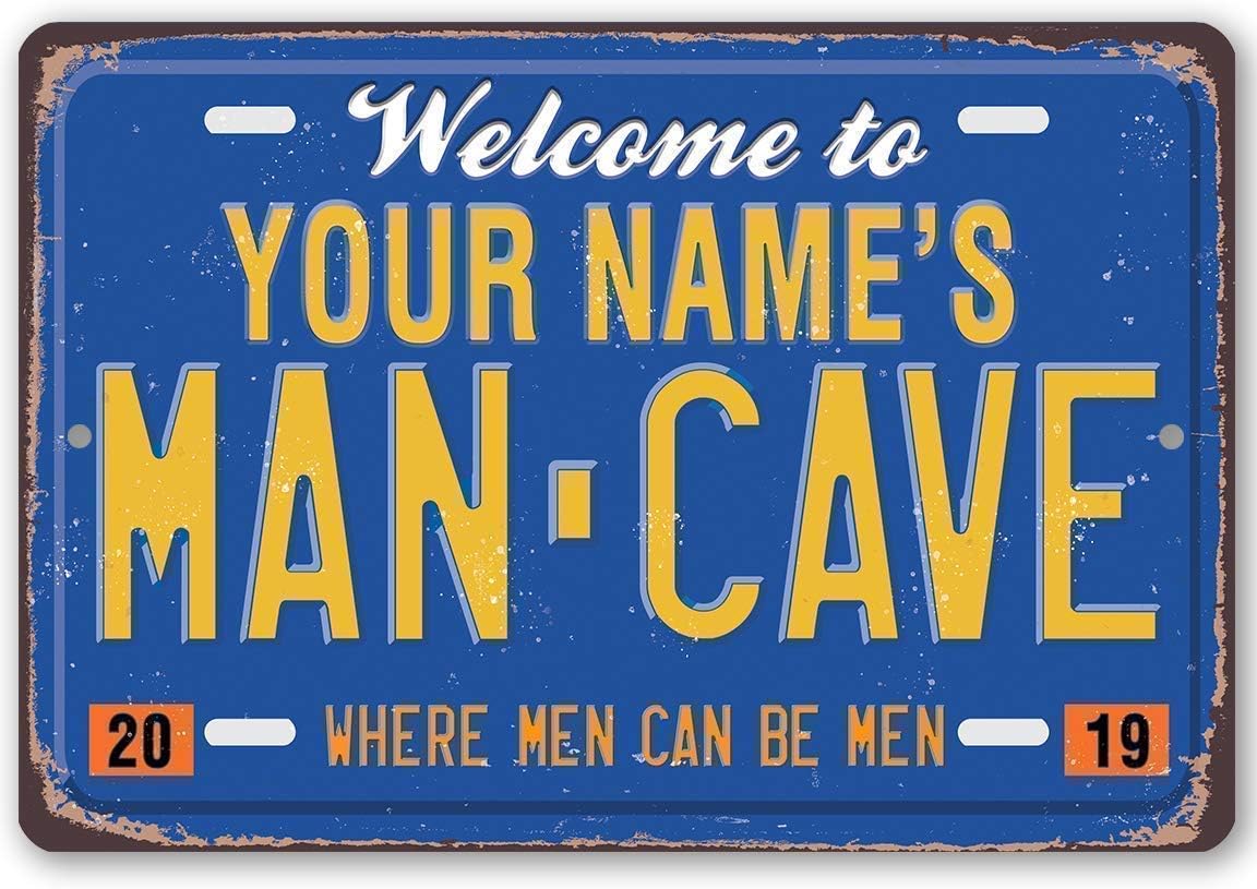 Funny Signs for Man Cave Decor - Personalized Man Cave License Plate - Metal Sign Man Cave Accessories - Indoor/Outdoor Vintage Tin Signs - Man Cave Signs and Decor, Home Bar Decor, Father's Day Gift