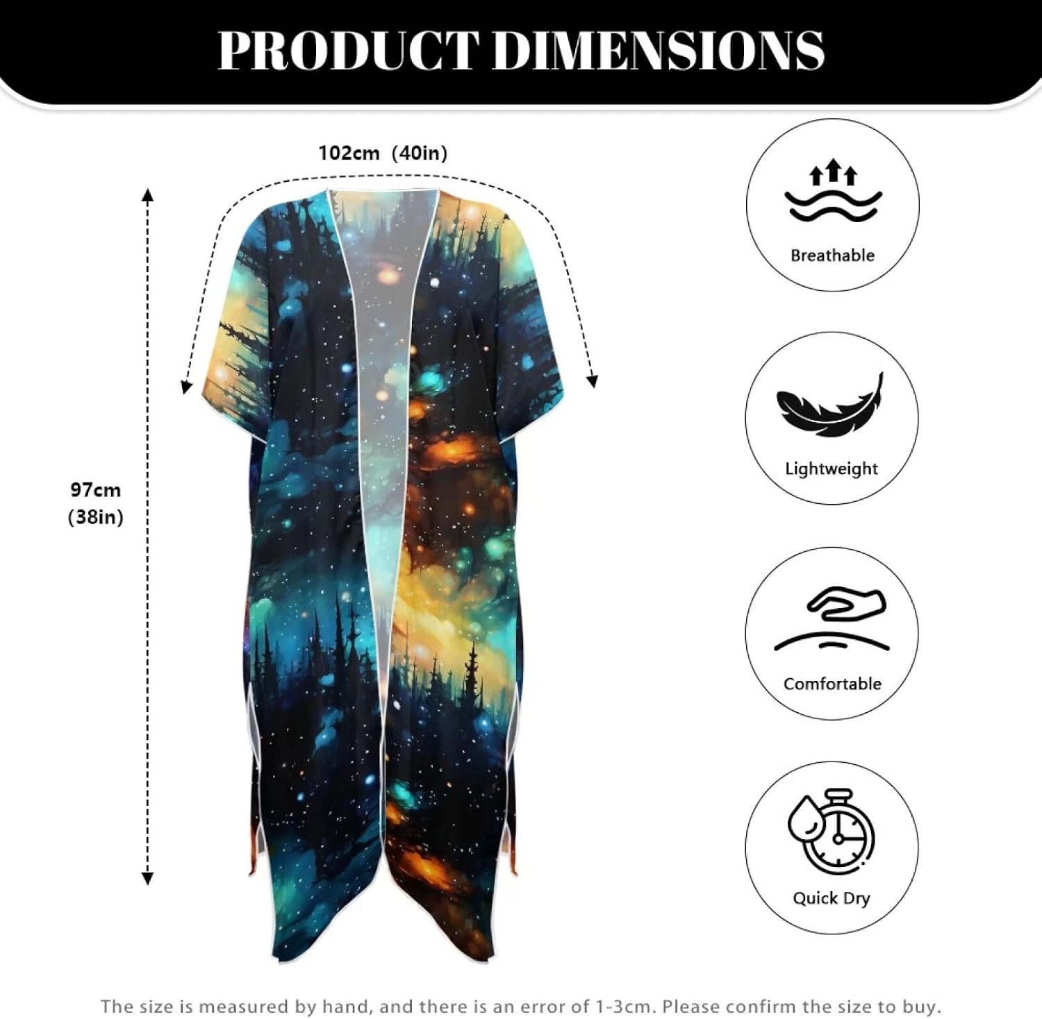Irisjudy Kimono Beach Cover Ups for Women Wildflower Field Chiffon Sheer Coverups Island Tribal Totem Swimsuit Cardigans