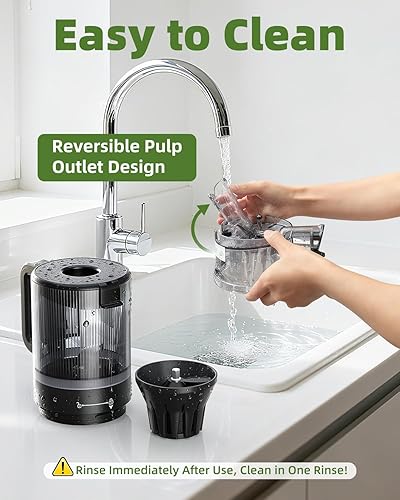 Miniatura 4 de Exprimidor de prensa en frío, alimentación automática y precortado, máquina exprimidora de 55 RPM de masticación lenta de alto rendimiento de jugo,