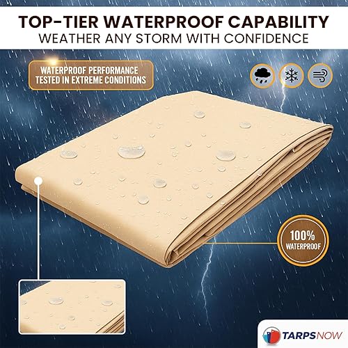 Miniatura 4 de Tarps Now - Lona de polietileno impermeable resistente de 10 x 20 pies  Lona reforzada de 12 milésimas de pulgada de grosor con ojales de aluminio