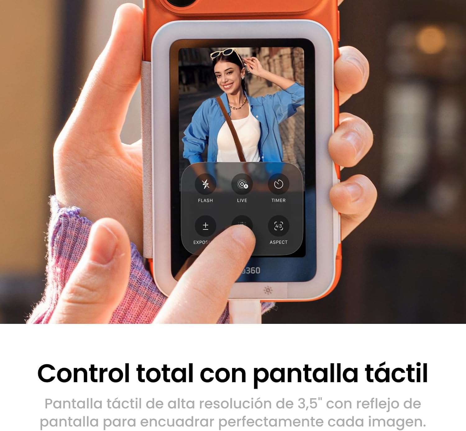 Insta360 Snap Selfie con luz – Pantalla de Monitor Selfie magnética 4K para Selfie y vlogging, Compatible con iPhone 15/16/17 Pro, iluminación Ajustable, manejo táctil 4