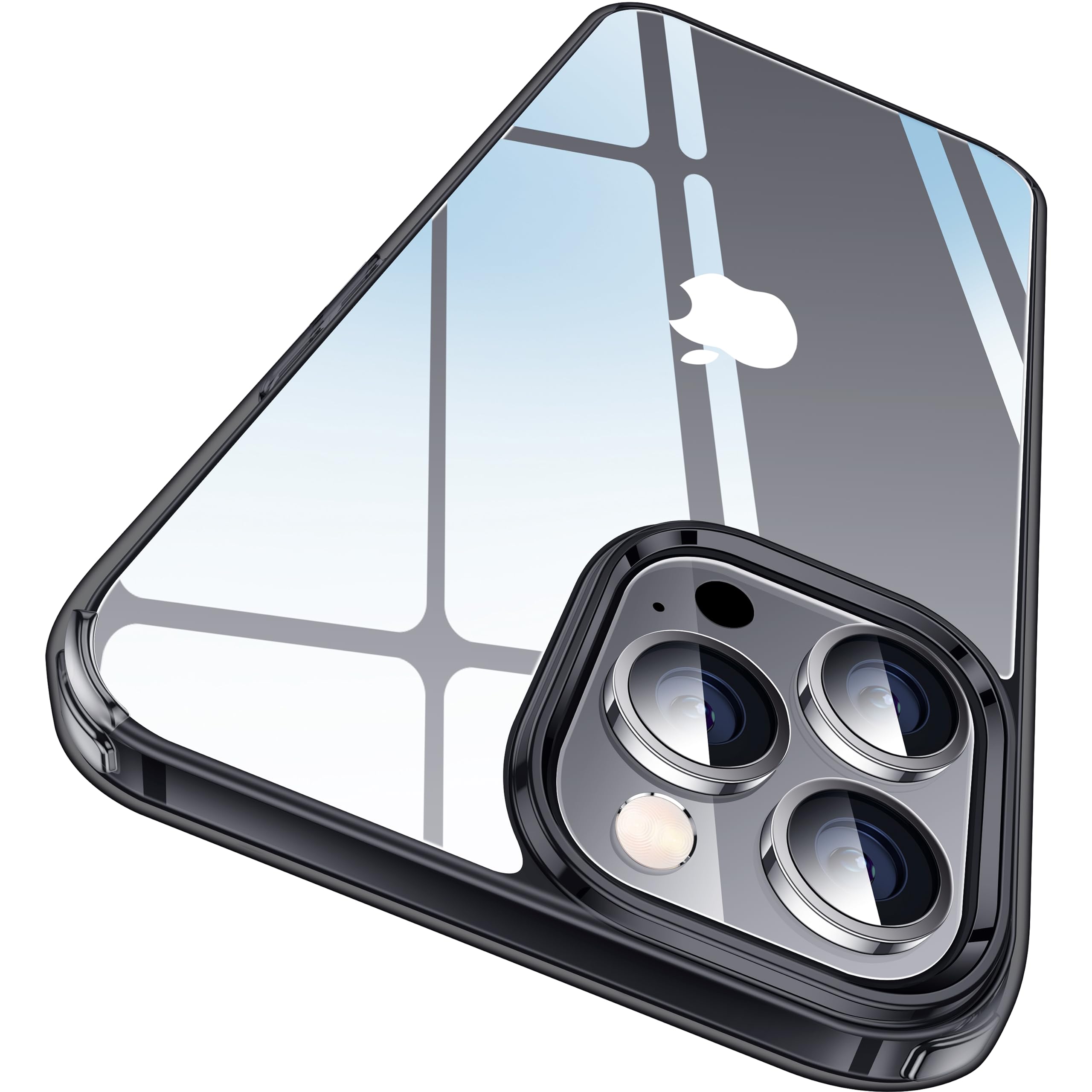 CASEKOO Crystal Clear for iPhone 15 Pro Case [Patented Anti-Yellowing Material] [Exceeds Military-grade Protection] Shockproof Protective iPhone 15 Pro Phone Case Thin Slim Cover, Black