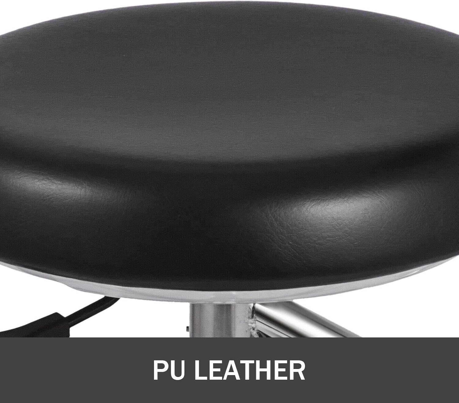 Black Dental Assistant Stool 360° Rotation Armrest PU Leather Backrest Medical Office