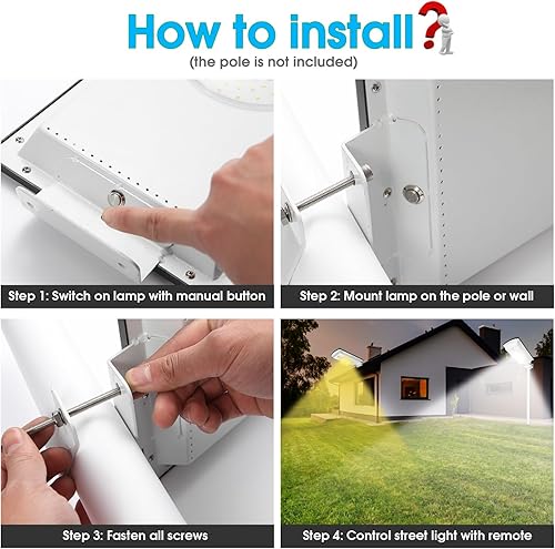 Miniatura 9 de Luces solares de calle con sensor de movimiento para exteriores, regulable y blanco frío (6000 K) y blanco cálido (3000 K) y temporizador, luz de