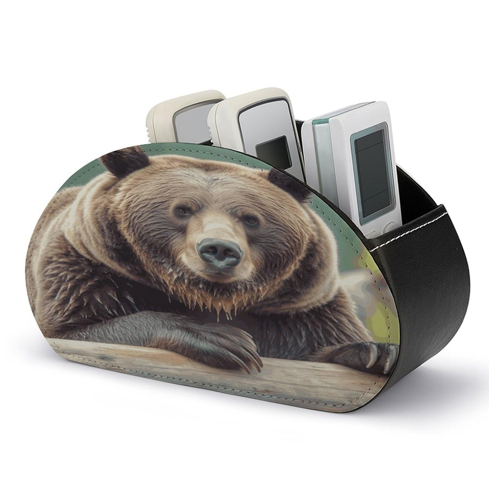 Btcowzrv Style Grizzly Bear Remote Control Holder With 5 Compartments