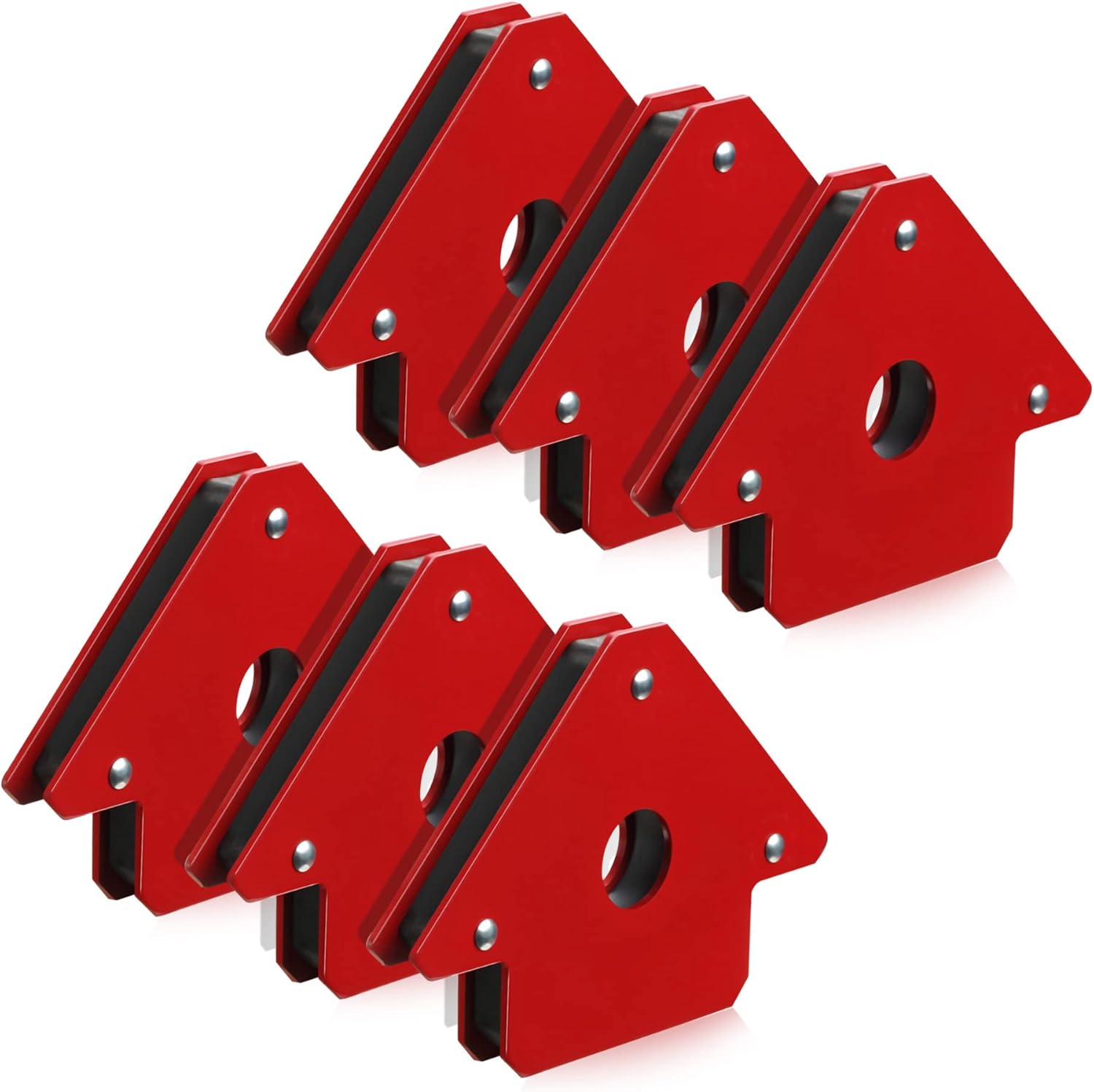 MANUSAGE 25LB Welding Magnet Metal Magnetic Welding Holder 25-lbs Holding Power Welding Accessories, 6pcs 3inch Angle Magnet Holder, Red,black - 