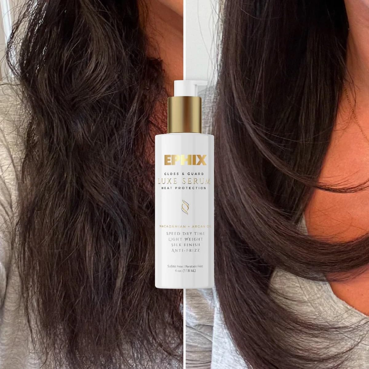 EPHIX Luxe Hair Serum with Macadamia and Argan Oil, Heat Protection, Anti-Frizz, Lightweight Formula, 4 oz