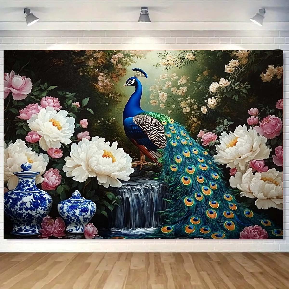 Glwdmb 1 Piece|Peacock And Floral Tapestry, Background Cloth, Polyester Wall Hanging, For Bedroom, Office, Dorm, Party Decor, With Installation Package|150X100cm