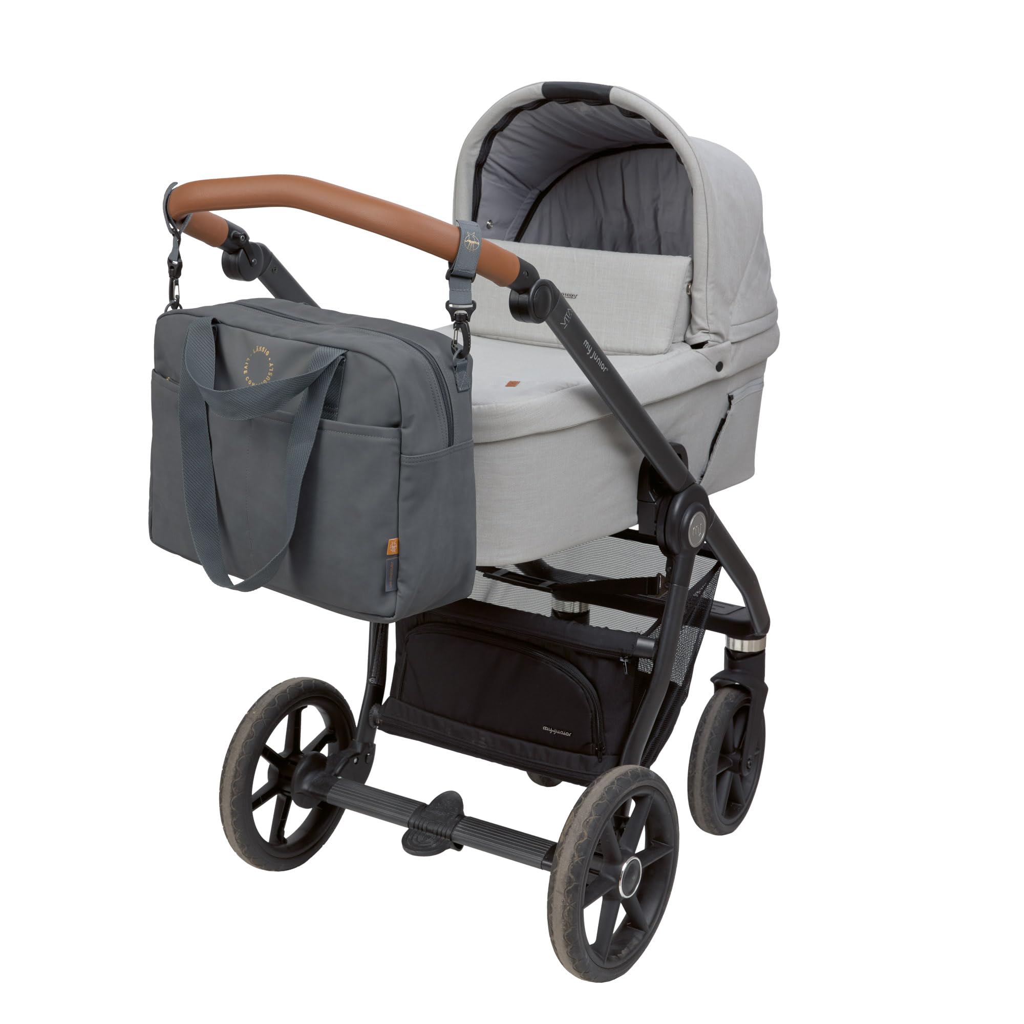 LÄSSIG Baby Wickeltasche mit Wickelunterlage, wasserabweisend, Kinderwagenbefestigung, Everyday Bag anthracite