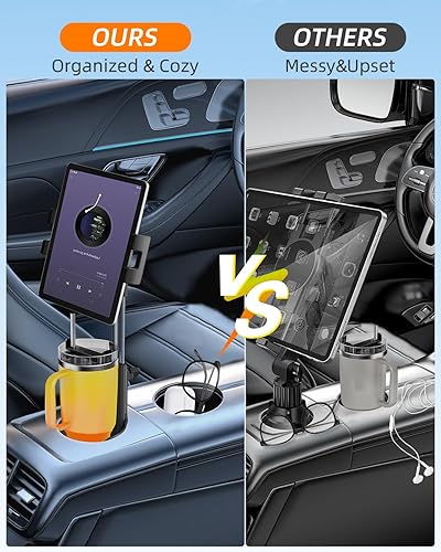 Miniatura 3 de 3 in 1 Tablet Holder for Car Bottle, 360Rotatable & Aluminum Telescopic Arm Sturdy Rod Cup Holder Tablet Mount for iPad Pro 12.91110.59.7AirMini