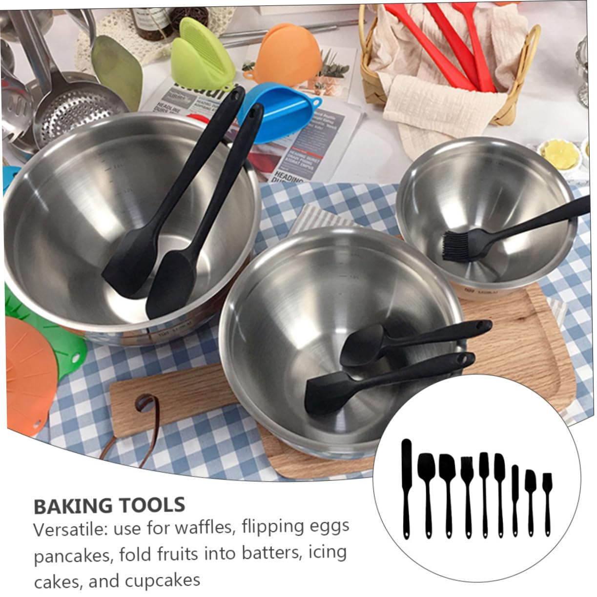 IMIKEYA 1set Utensili da Cucina Silicone Spatole Flessibili per Torte e Strumenti da Forno Resistenti al Calore e Non Appiccicosi