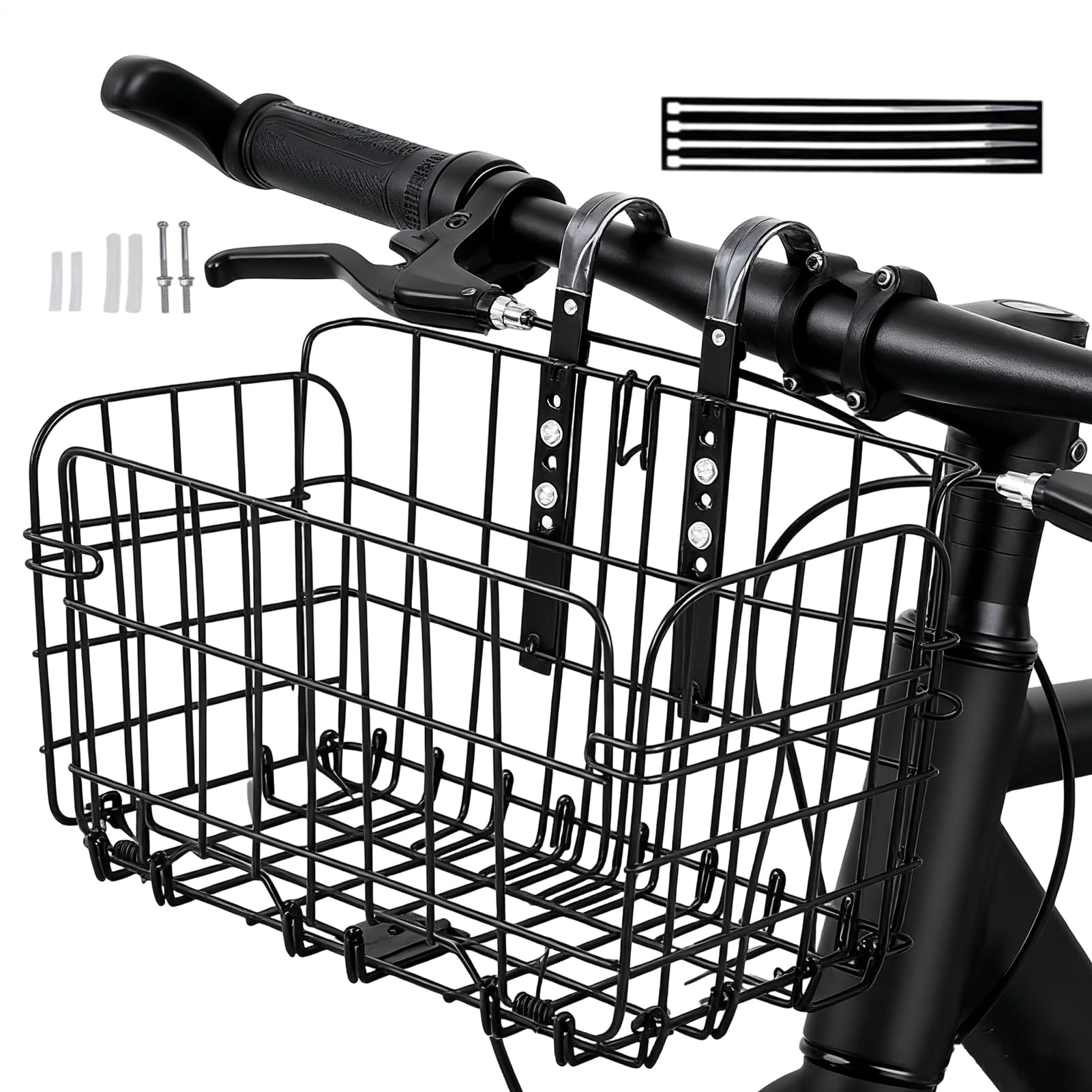 Kosz rowerowy z przodu, duży, regulowany stojak do przechowywania, uchwyt na kierownicę roweru górskiego, do jazdy na rowerze górskim, do jazdy na skuterze elektrycznym, dojazdach, sprzęcie towarowym