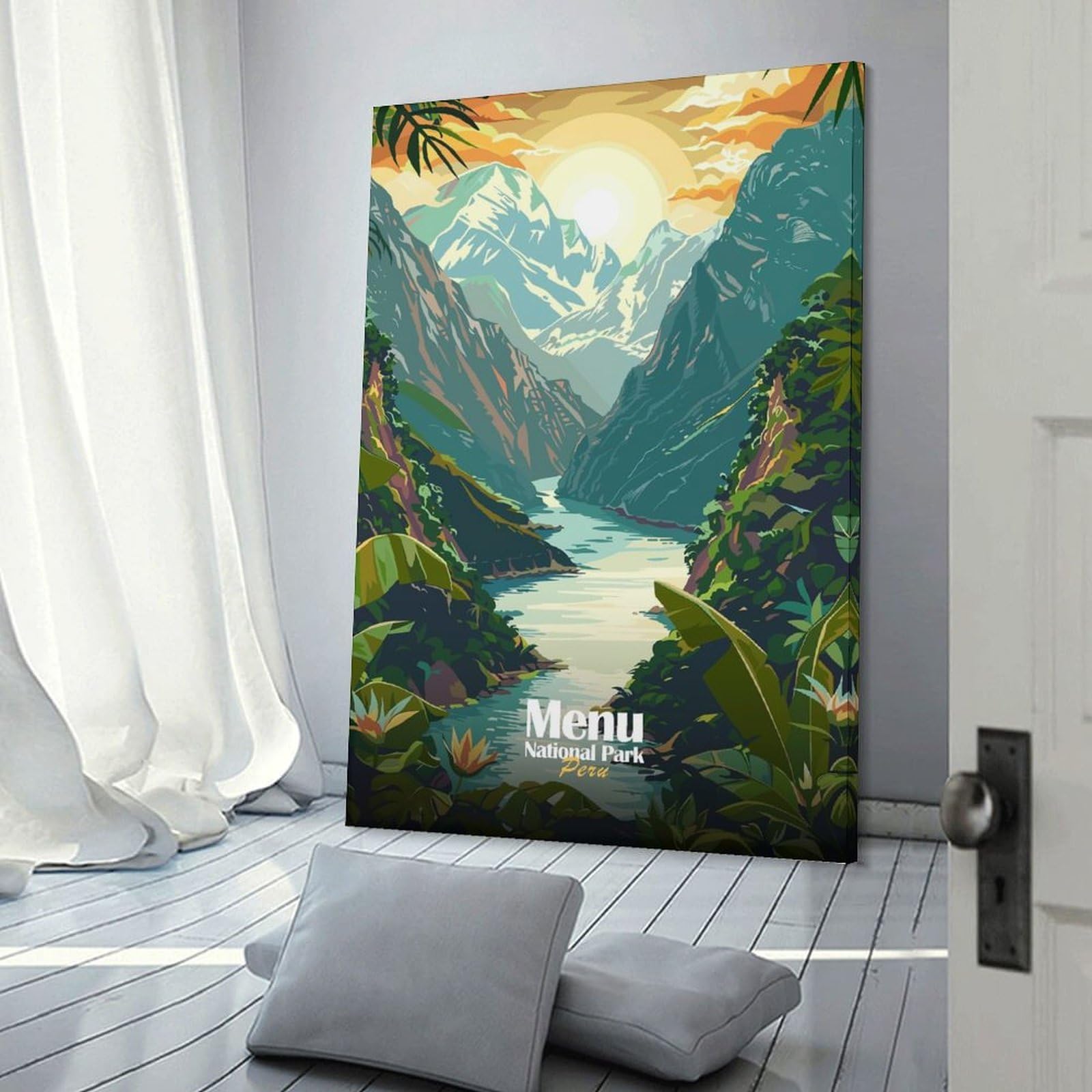 Junmoney Wall Decor Canvas Print Peru National Park Landscape Illustration, 16x24inch(40x60cm), for Study, Office Or Focused Interiors, Wall Art That Adds Style to Work Areas