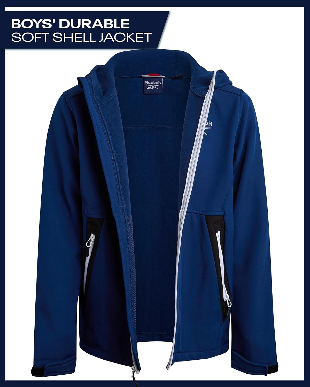 Reebok Boys Fleece Jacket - Polar Fleece Lined Wind & Water Resistant Softshell Winter Jacket - Outdoor Winter Coat for Boys