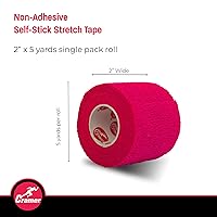 Vista 2 de Cramer Eco-Flex - Cinta elástica autoadhesiva, rosa, 2 pulgadas x 5 yardas, envoltura de vendaje atlético cohesiva, cinta deportiva flexible