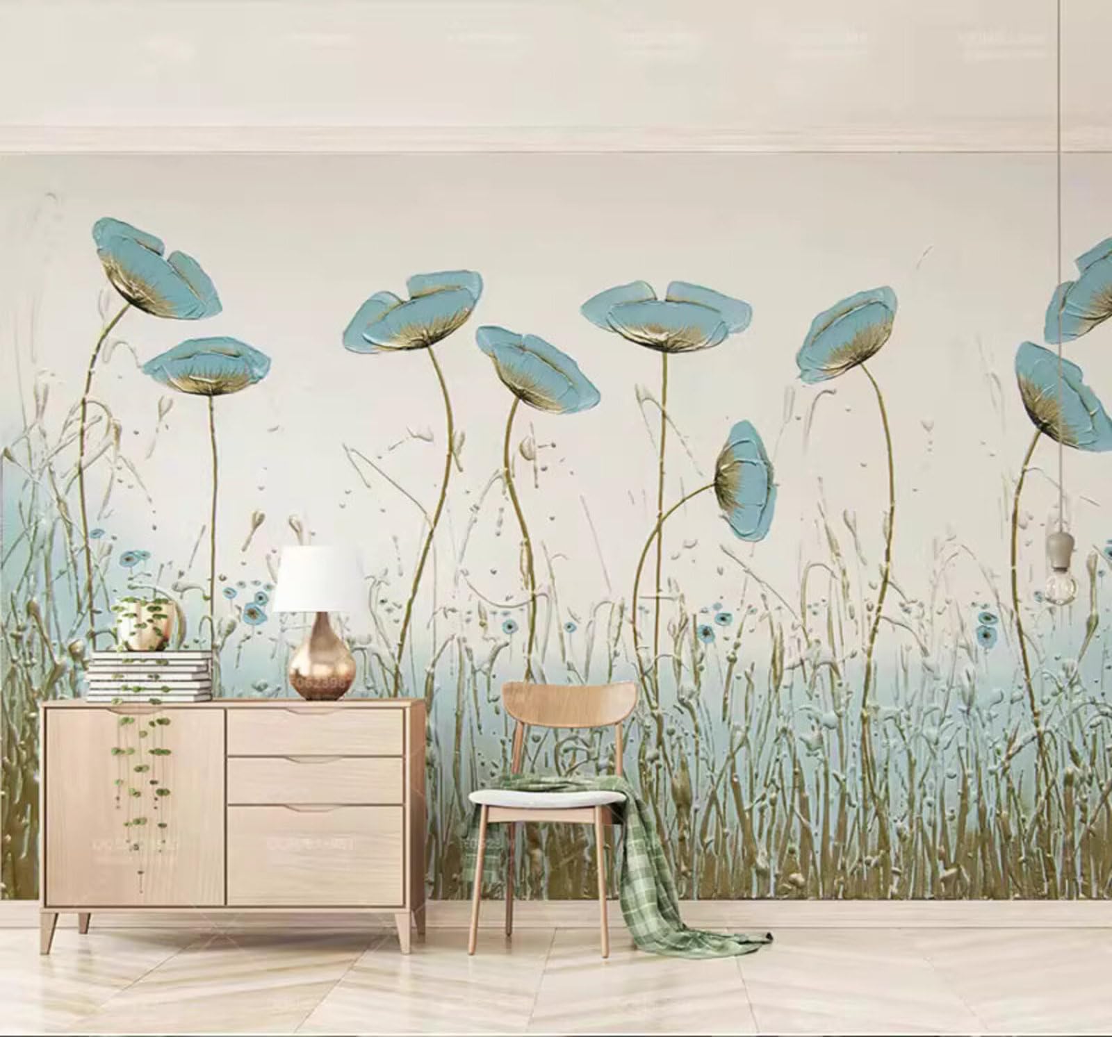 Minimalist Unique Fresh Rustic Floral 3D Wallpaper Easy Install Feature Office Living Room Sofa Bedroom TV Background Wall Decoration-250cm×170cm