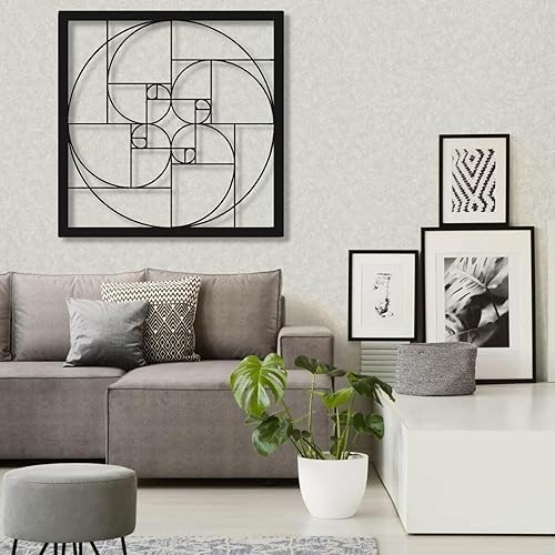 Miniatura 3 de Decoración de pared de metal, proporción dorada, arte de pared de Fibonacci, arte de pared geométrico, espiral de Fibonacci, arte de Fibonacci, arte