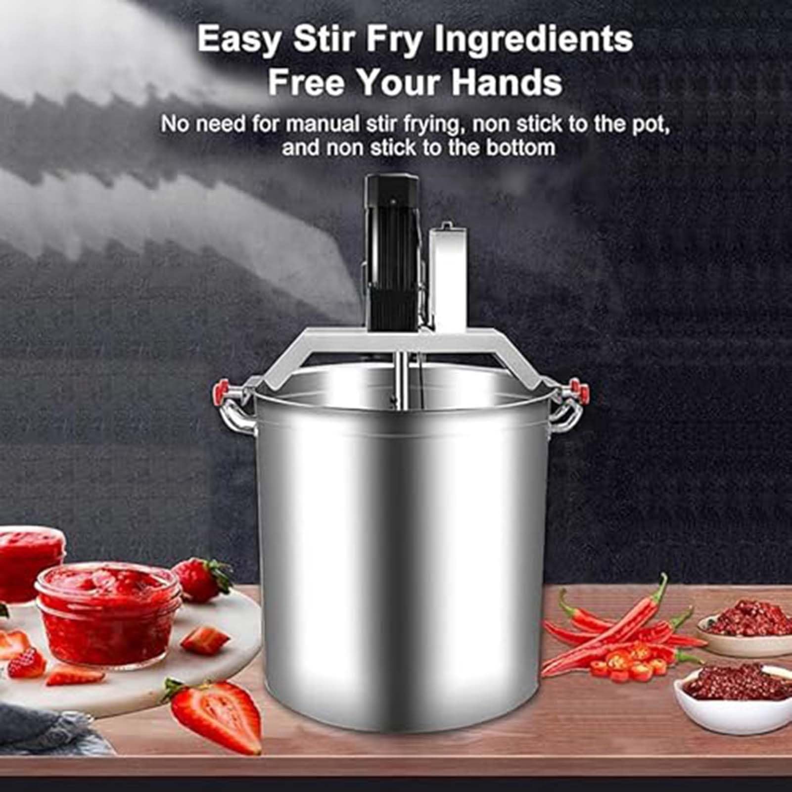 Robot da Cucina Automatico Professionale con Funzione di Riscaldamento, velocità di miscelazione Regolabile per condire Hot Pot, zuppe, Salse e fritture, in Acciaio Inox, c,40L