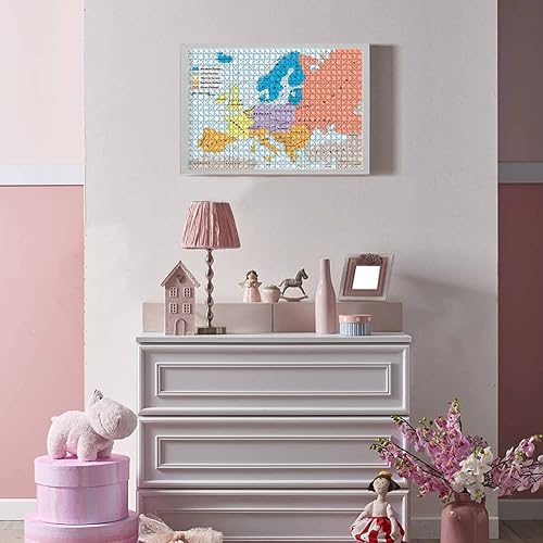 Miniatura 6 de Rompecabezas de 1000 piezas para adultos y niños, regiones europeas, mapa político, rompecabezas grandes, piezas que encajan juntos, juego educativo