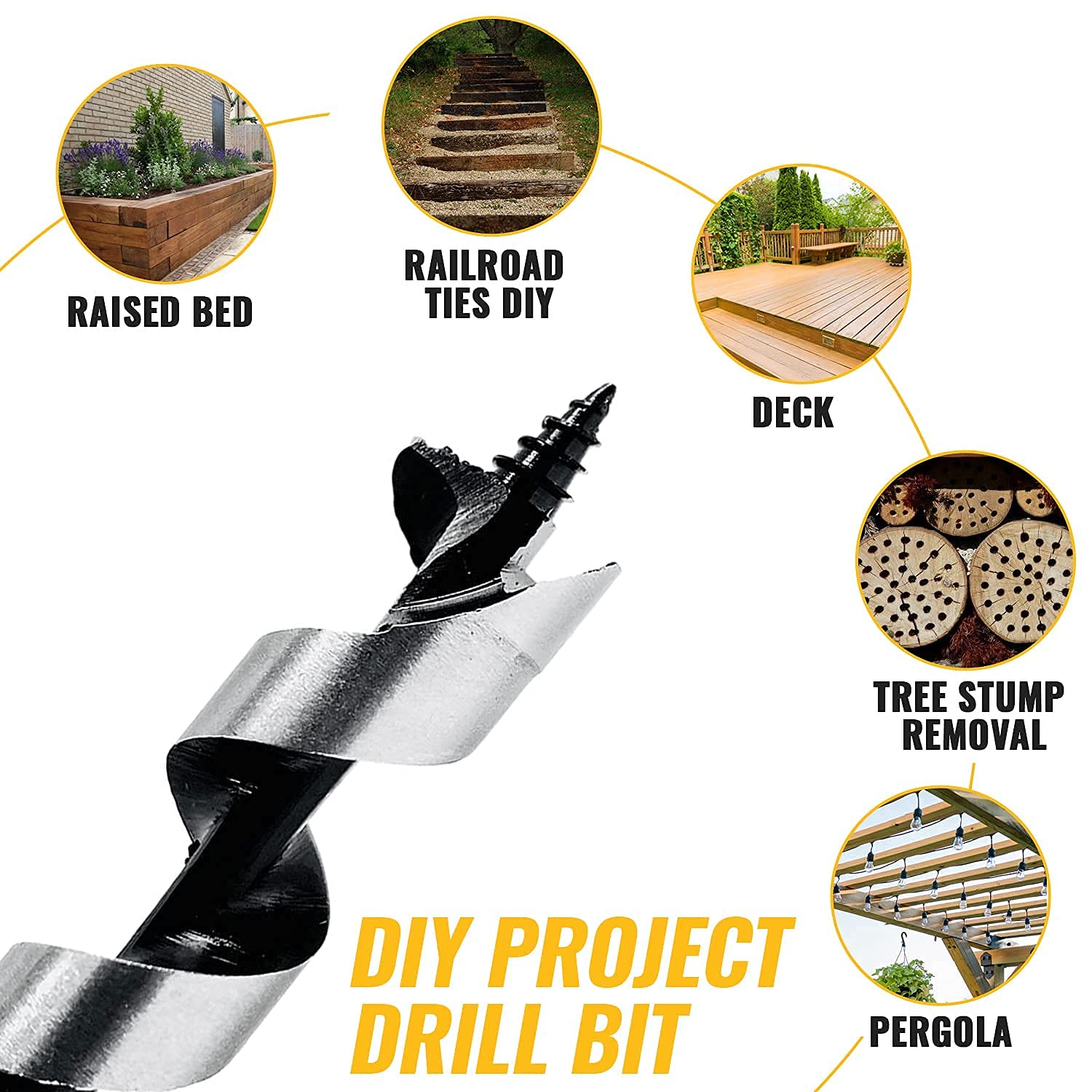 Auniwaig Auger Drill Bit, 14x230mm Cutting Diameter HSS Ship Auger with Hex Shank for Soft and Hard Wood, Plastic, Drywall and Composite Materials