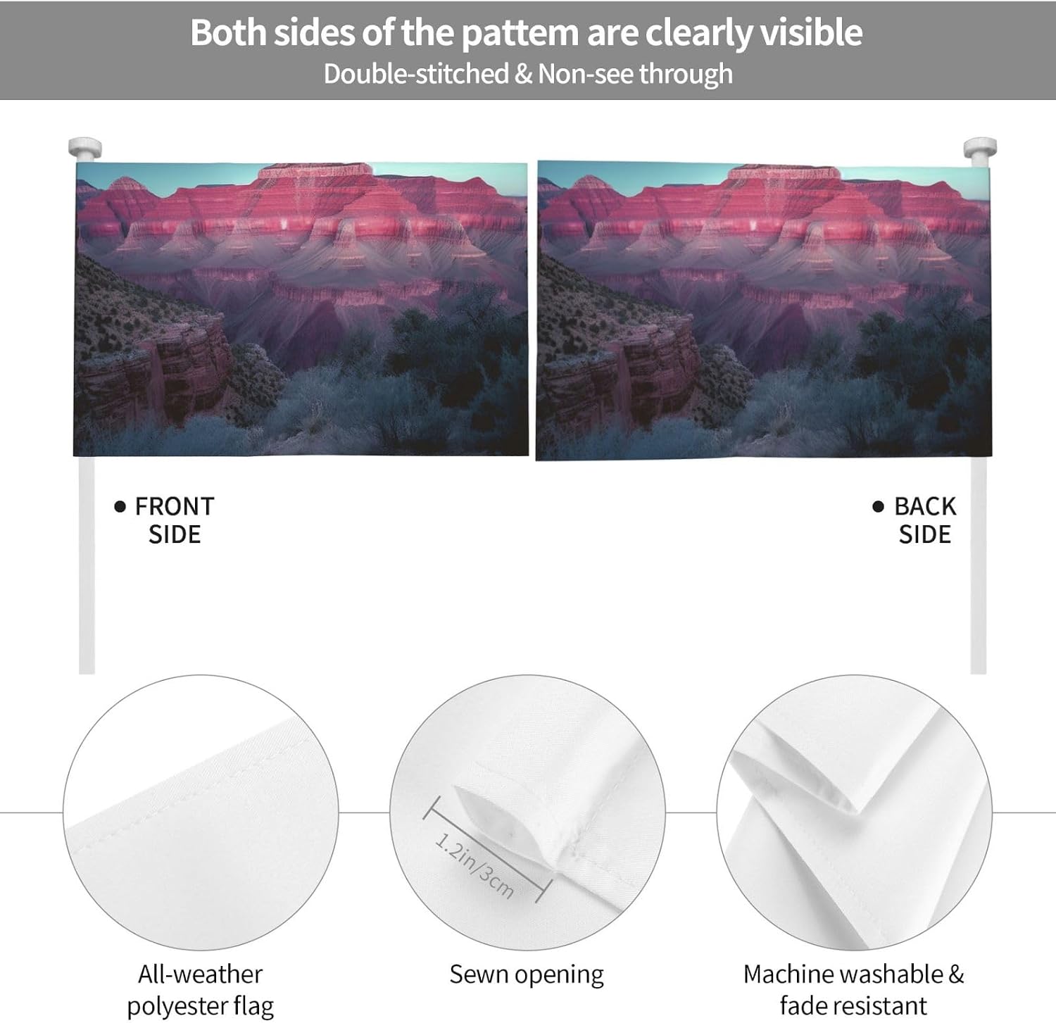 Small Car Flag 12"X18", No Fade Double Sided Print Car Window Clip Flag Grand Canyon Mini Handheld Flag Banner Personalized Car Vehicle Flag For Car Truck Suv image 4