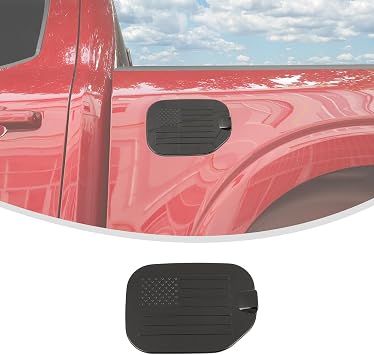 Linskip Fuel Tank Cap Cover Compatible with 2021 2022 2023 2024 Ford F150 Accessories, Gas Door Cover for F-150 Exterior AccessoriesFlag, Black
