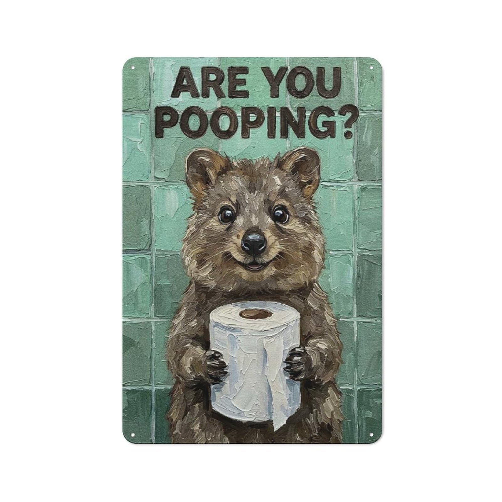 Junmoney Style-8 Industrial Quokka With Toilet Paper Painting Retro Metal Sign 30X20cm, Shed Wall Plaque For Garage, Workshop, Shed Or Utility Room