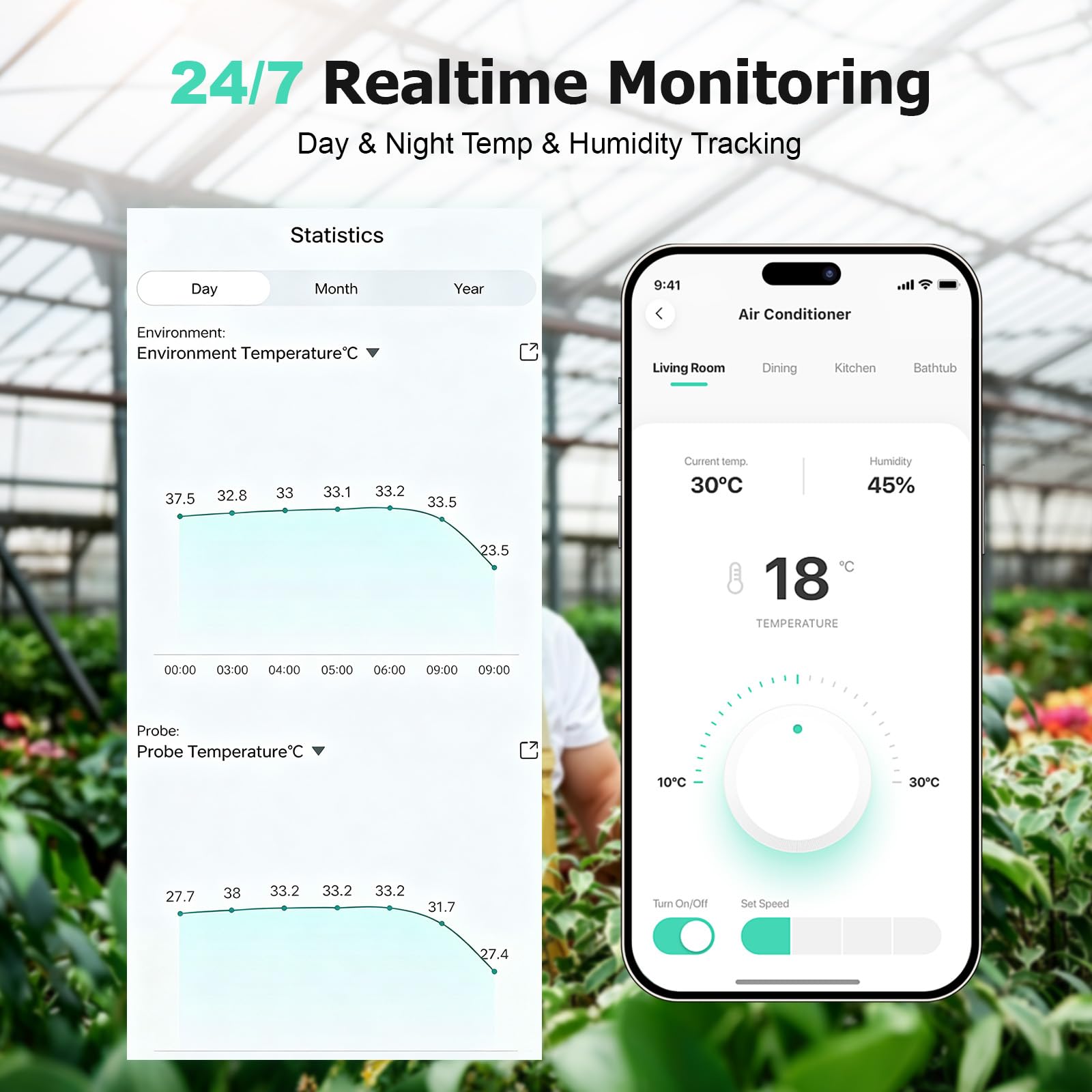 Set termoigrometro WiFi con display LCD, sensore di temperatura WiFi con 3 sensori esterni e 1 stazione base, controllo tramite app Tuya Smart Life per serra e cantina