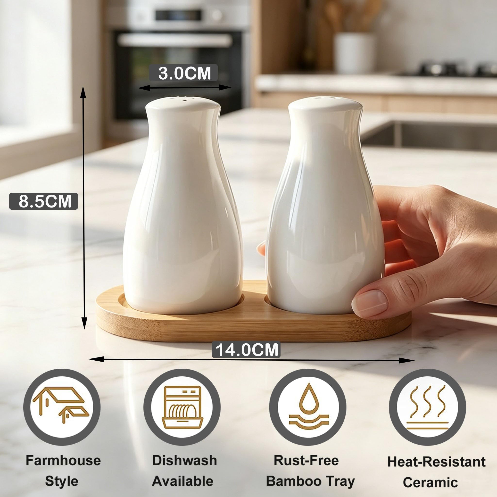 Amazon.com: UDQYQ Ceramic Salt and Pepper Shaker Set with Bamboo