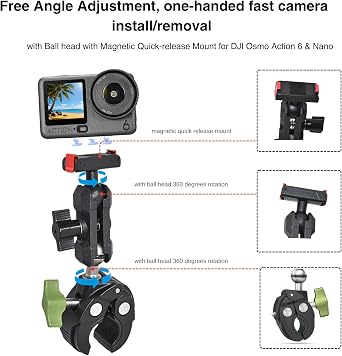 Camera Motorcycle Mount for DJI Osmo Action 6/Nano